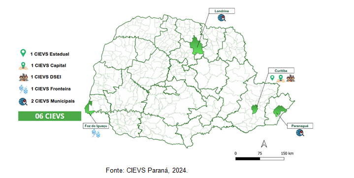 Mapa Rede Cievs PR